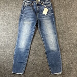 Cello Jeans Size 13 Cropped Skinny Blue Wash Frayed Bottoms NWT